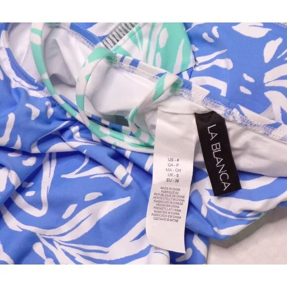 🆕LA BLANCA Beachside Bay Cross Back One Piece Tummy Control Swimsuit Blue 4 - Picture 7 of 7